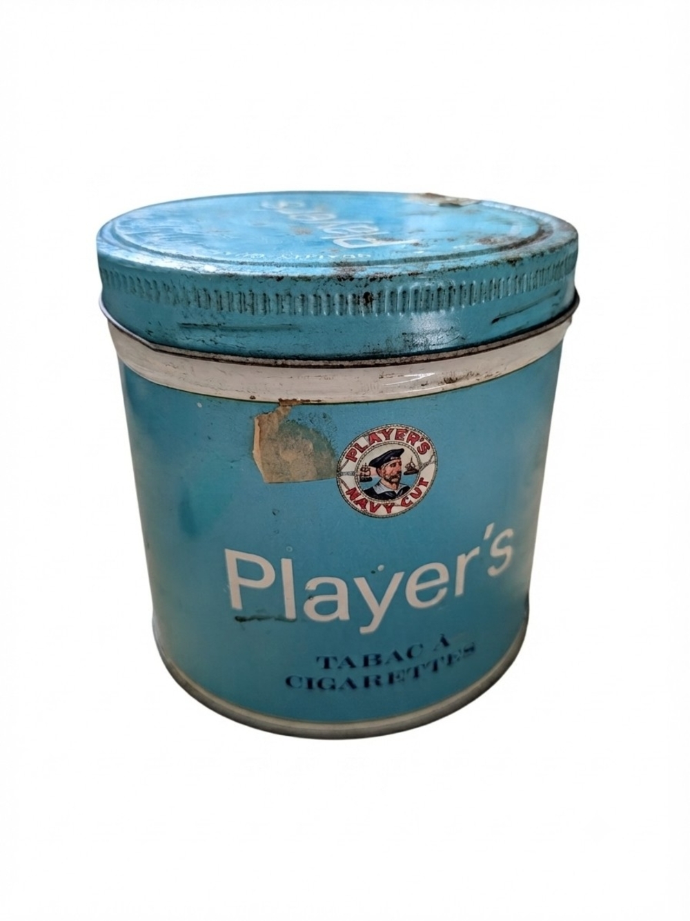 Vintage Player's Navy Cut Cigarette Tobacco Tin – Round Blue Tabaca Canister